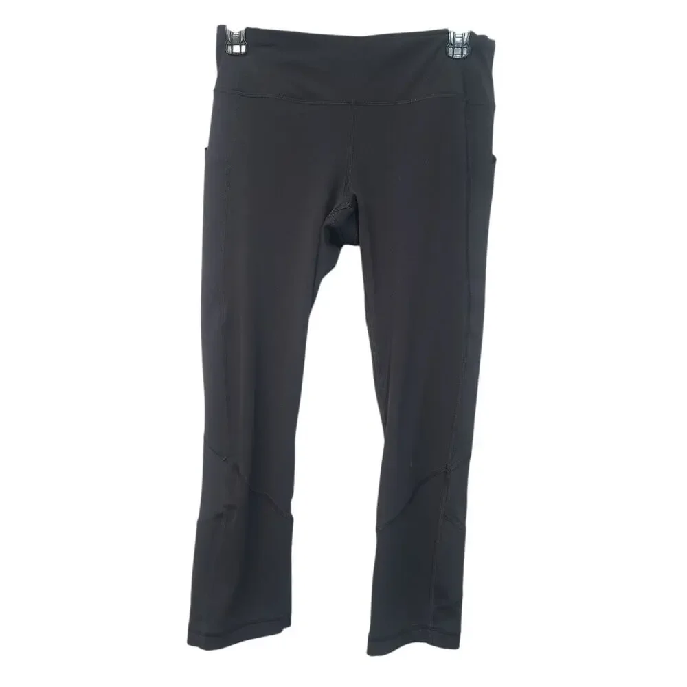 Lululemon Pace Rival Crop High-Rise 22" Black Size 6 GUC Luxtreme - Picture 1 of 6